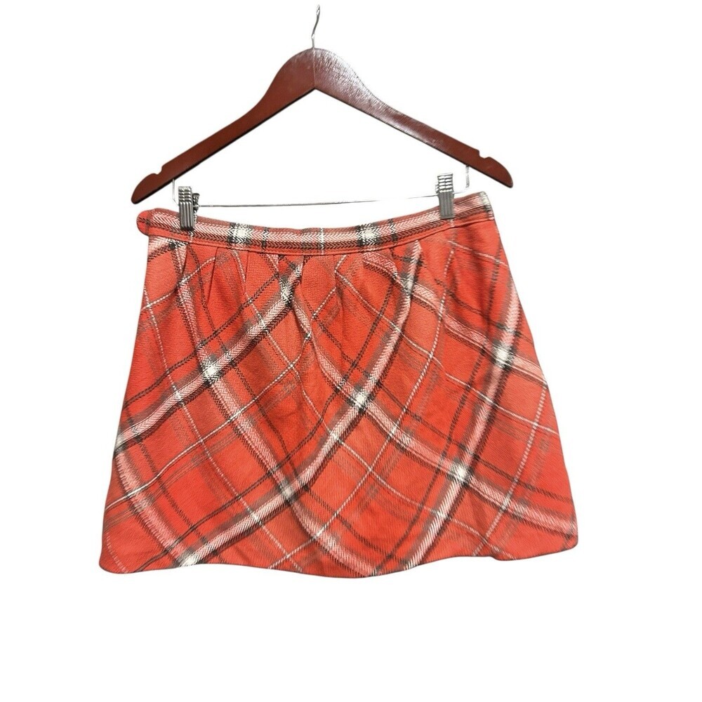 Vintage Old Navy Wool Skirt Plaid Mini SIze 10 Red 90s Y2K Academia School Girl